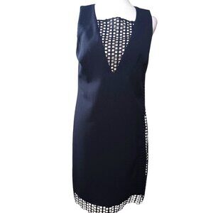 Antonio Melani NWT, Baird Shift Dress, Deep Navy, Artsy Netting Detail, V Neck